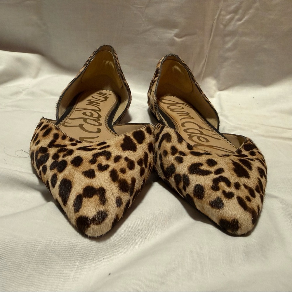 Sam Edelman Leopard Print cow hair Pointed D'Orsay Flats women’s 10w - Picture 2 of 7